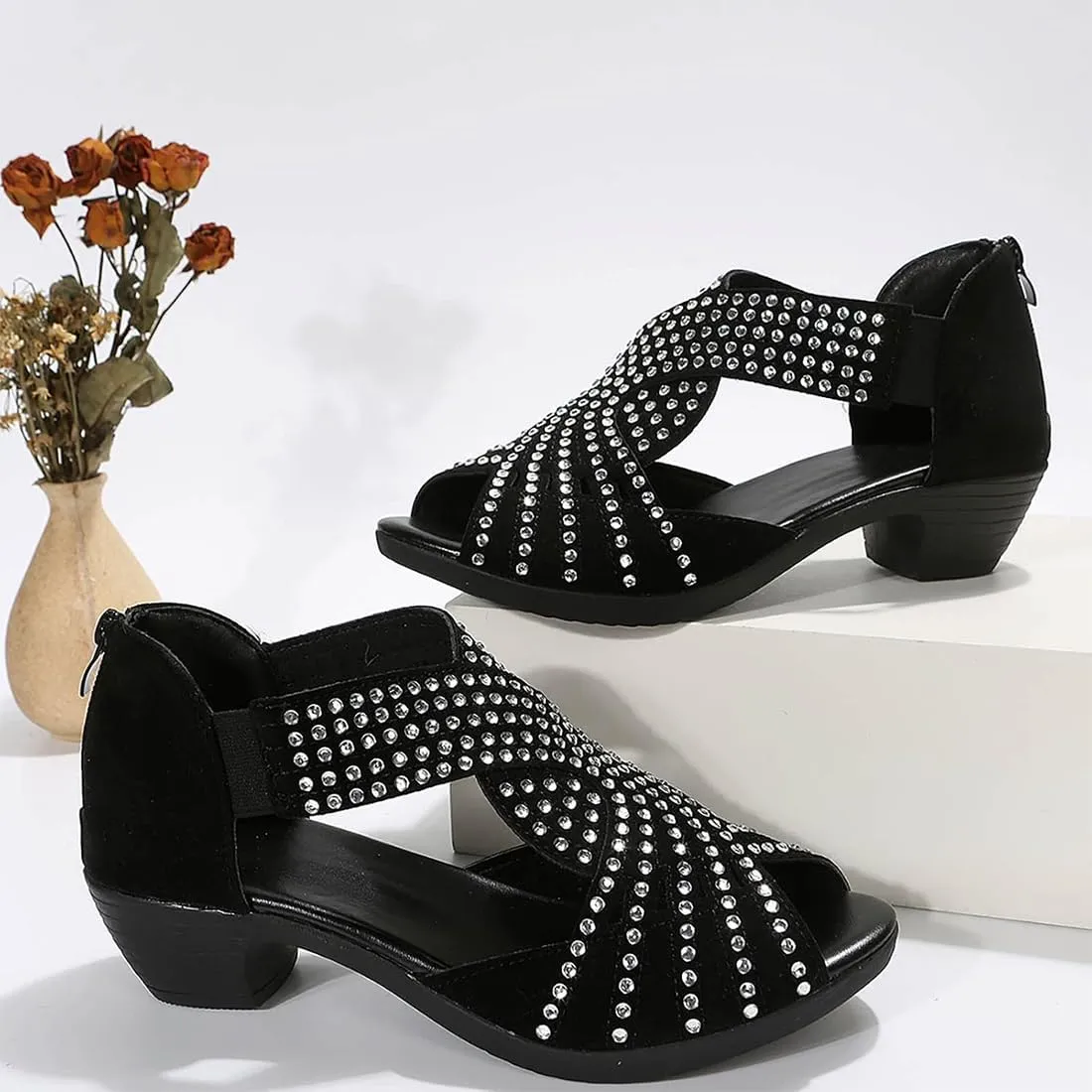 2025 Glowsteps Orthopedic Low Heel Cut-Out Sandals, Wide Width Sandals For Women Dressy Wedge