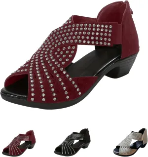 2025 Glowsteps Orthopedic Low Heel Cut-Out Sandals, Wide Width Sandals For Women Dressy Wedge