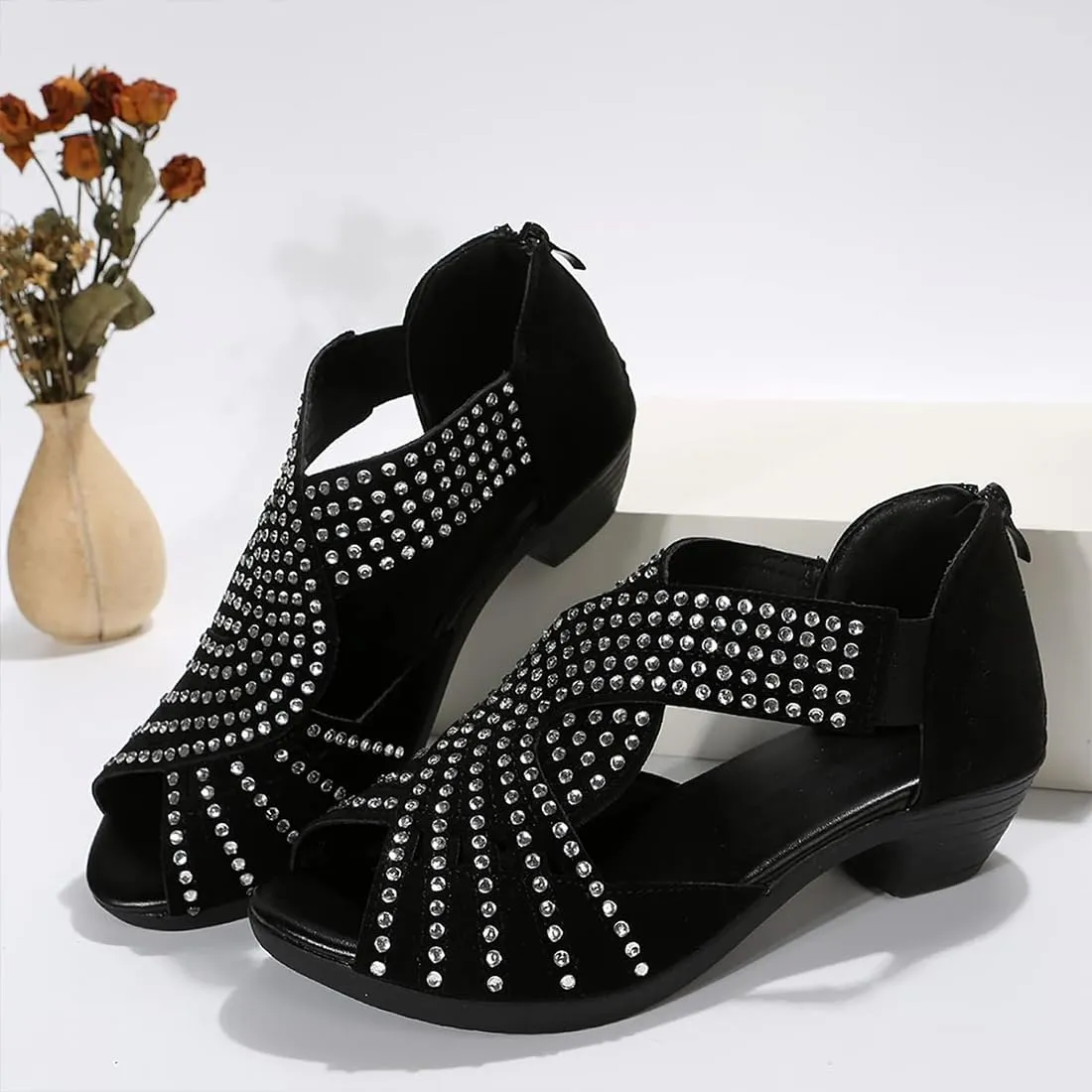 2025 Glowsteps Orthopedic Low Heel Cut-Out Sandals, Wide Width Sandals For Women Dressy Wedge