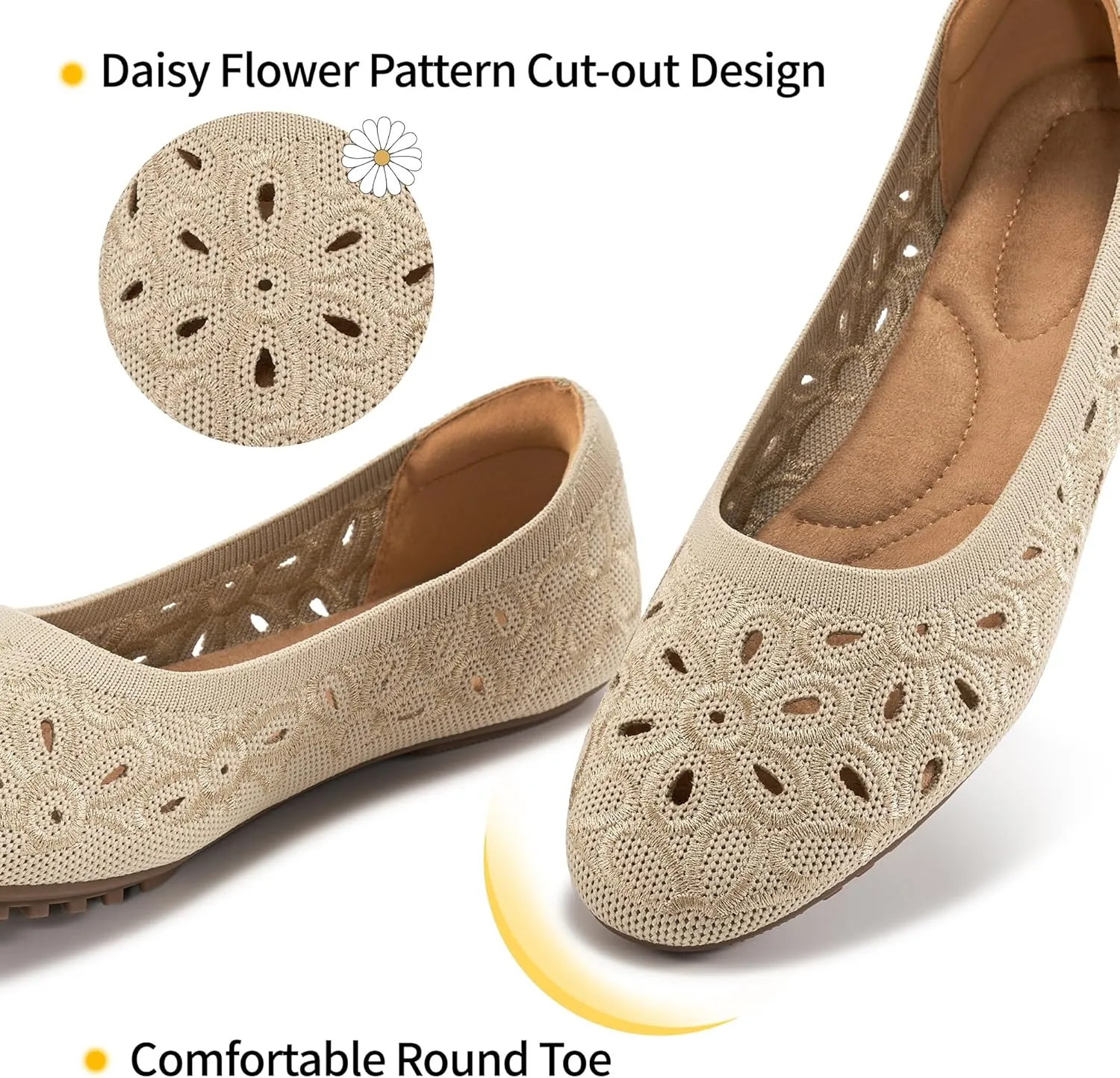 Ablanczoom Ballet Flats Shoes for Women: Round Toe Slip on Summer Comfortable Dress Shoes for Work Casual Wedding