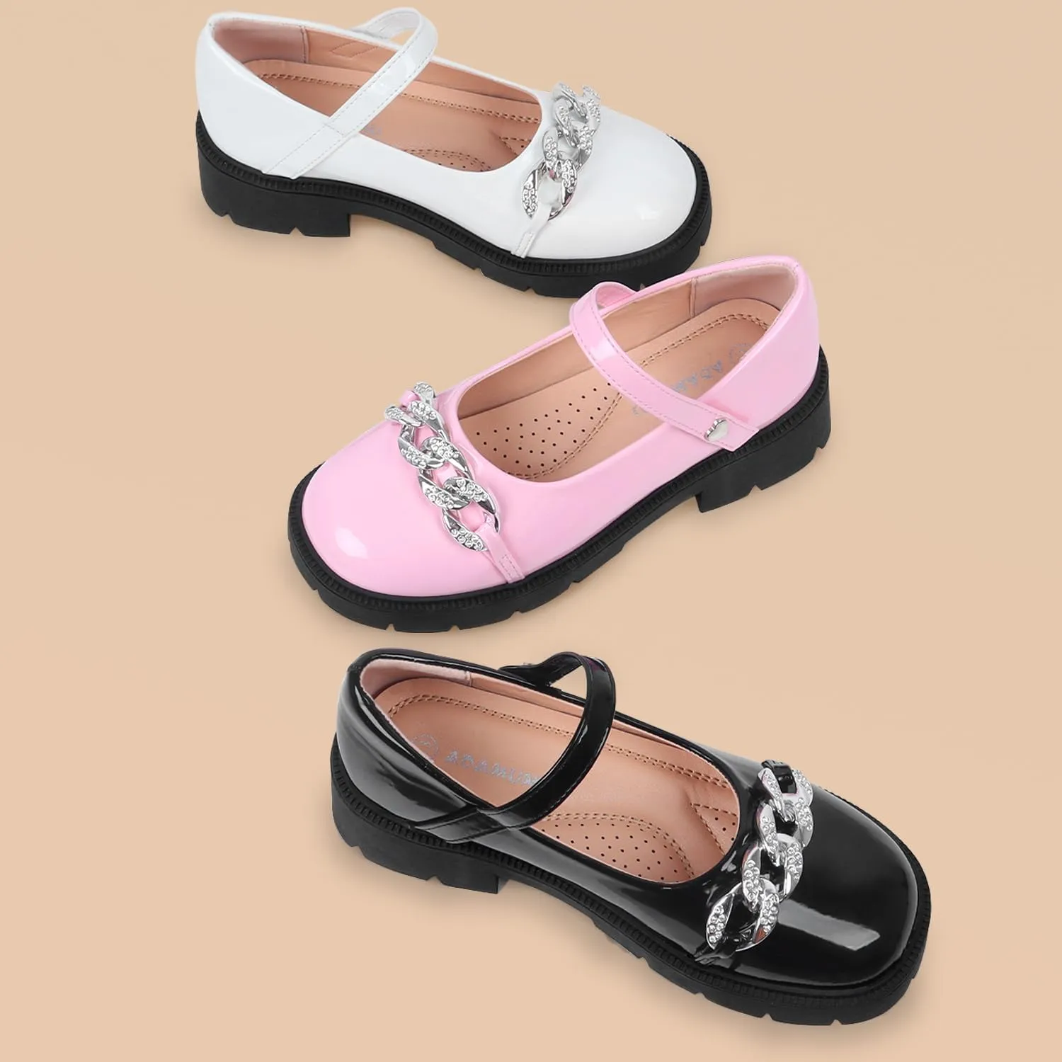 ADAMUMU Little Girls Princess Shoes Glittler Dress Shoes for Gilrs Toddler Girl Heels for Christmas Parties and Holiday Celebrations