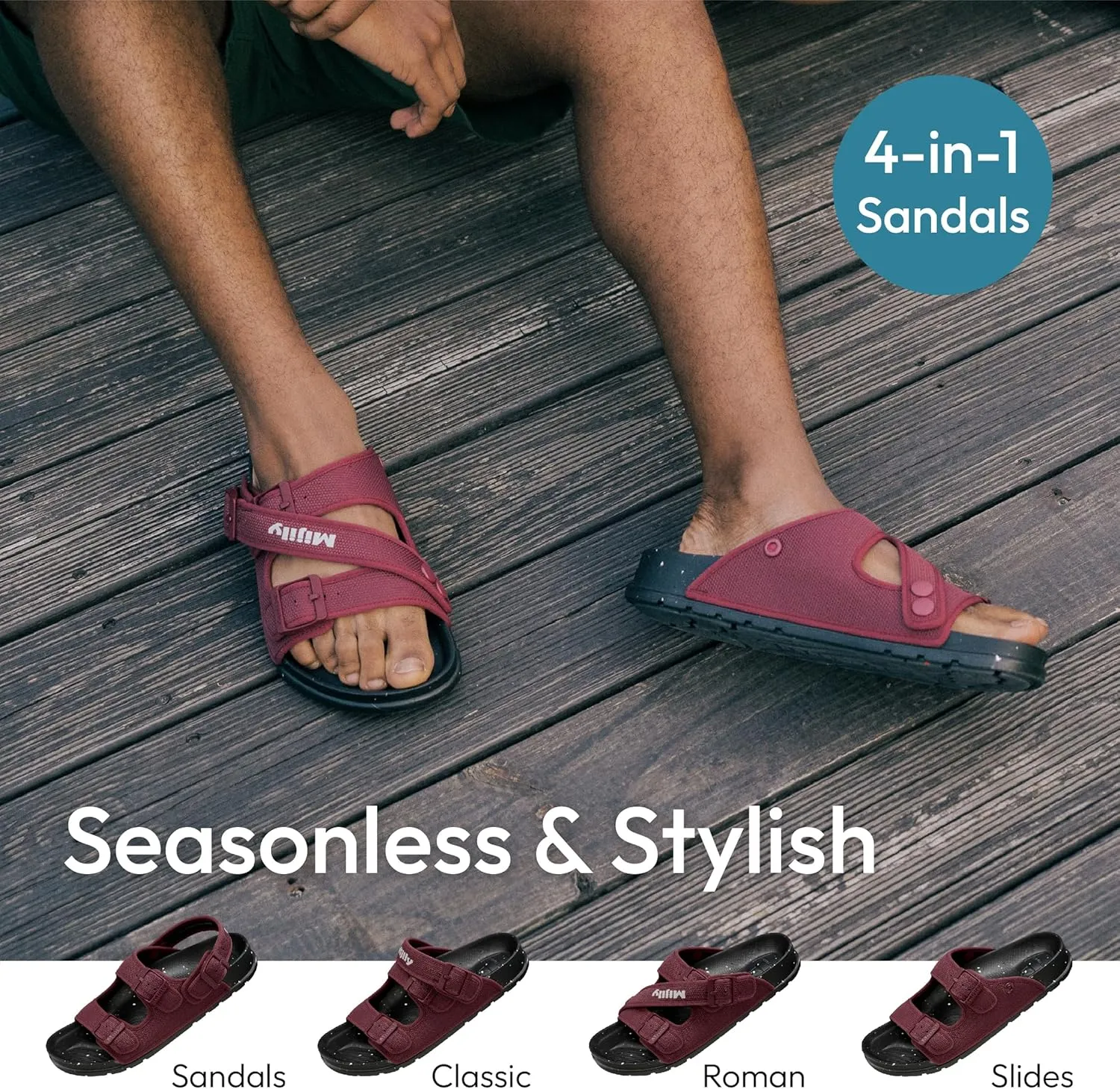 AIR 4-in-1 Sandals Soft Footbed Lightweight Recovery Arch Support Sustainable Travel pro (Unisex)