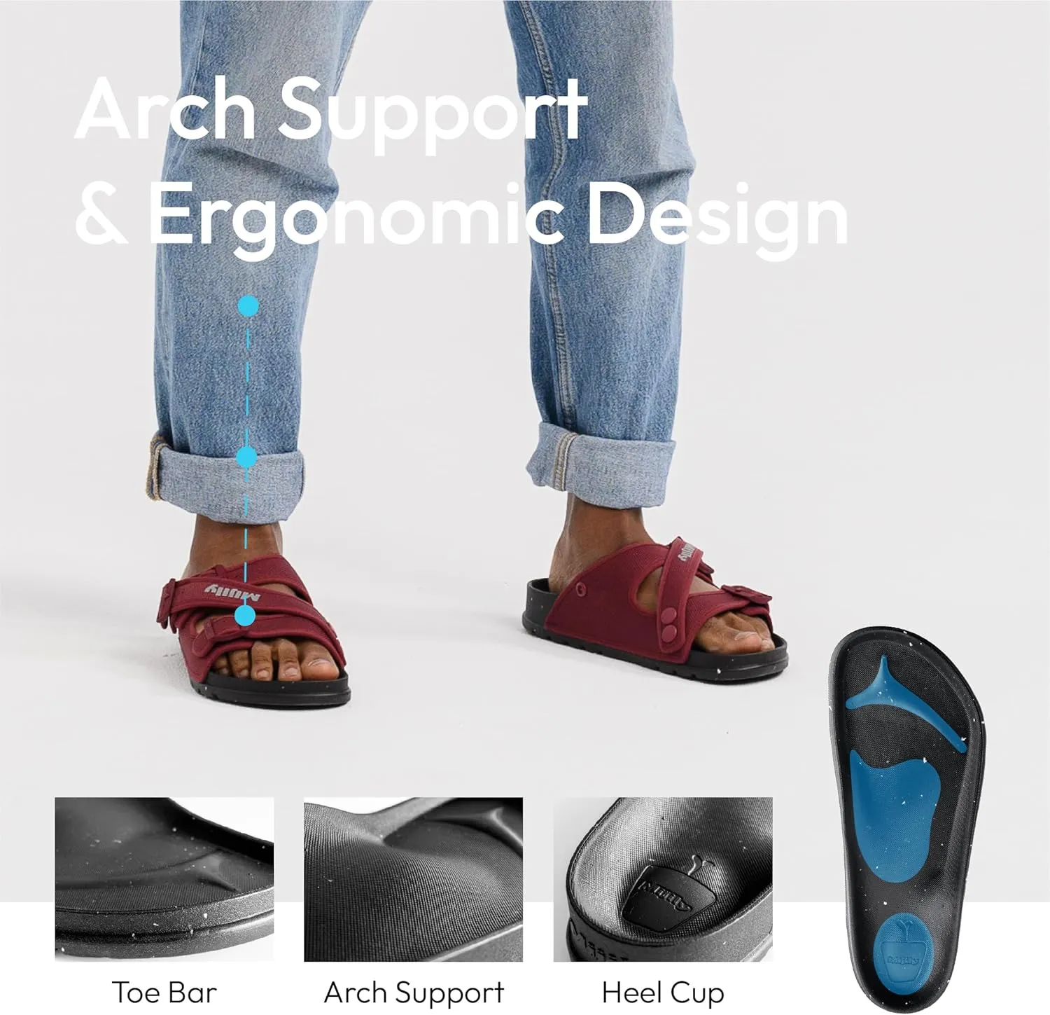 AIR 4-in-1 Sandals Soft Footbed Lightweight Recovery Arch Support Sustainable Travel pro (Unisex)