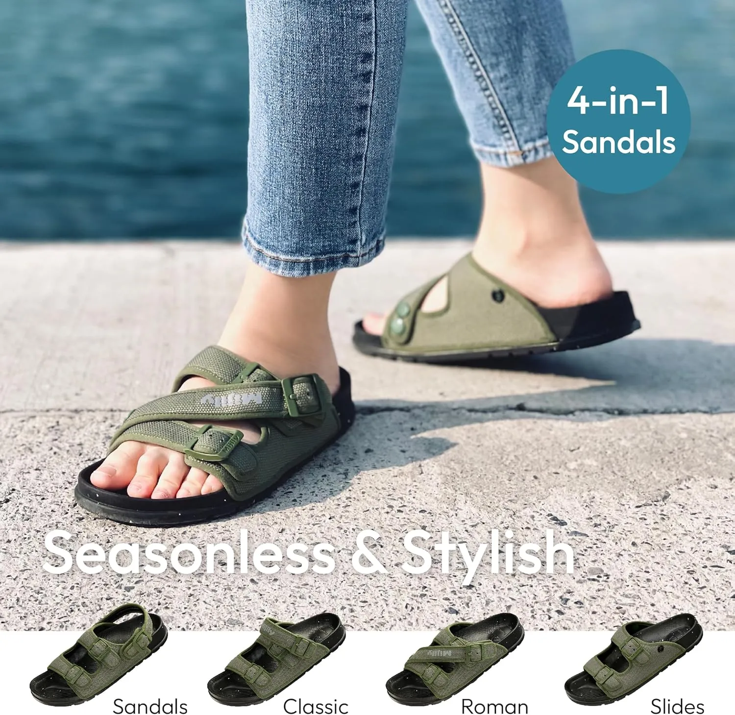 AIR 4-in-1 Sandals Soft Footbed Lightweight Recovery Arch Support Sustainable Travel pro (Unisex)