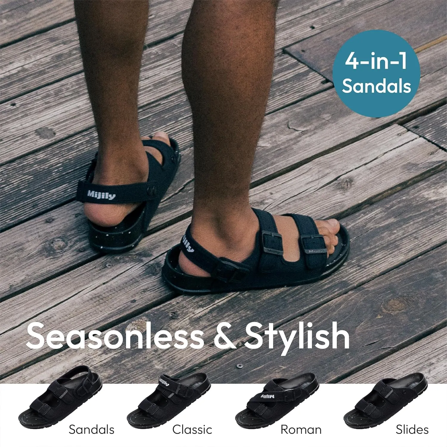 AIR 4-in-1 Sandals Soft Footbed Lightweight Recovery Arch Support Sustainable Travel pro (Unisex)