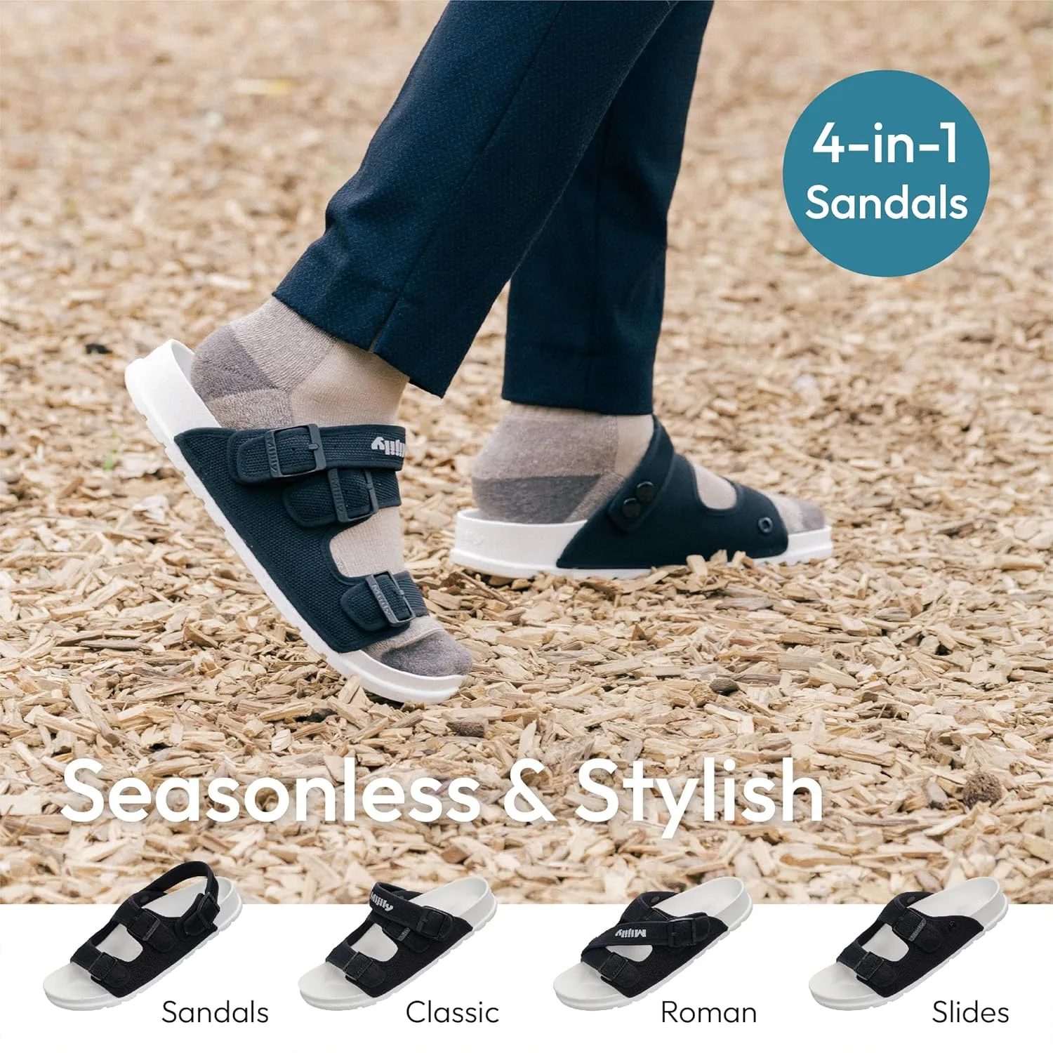 AIR 4-in-1 Sandals Soft Footbed Lightweight Recovery Arch Support Sustainable Travel pro (Unisex)