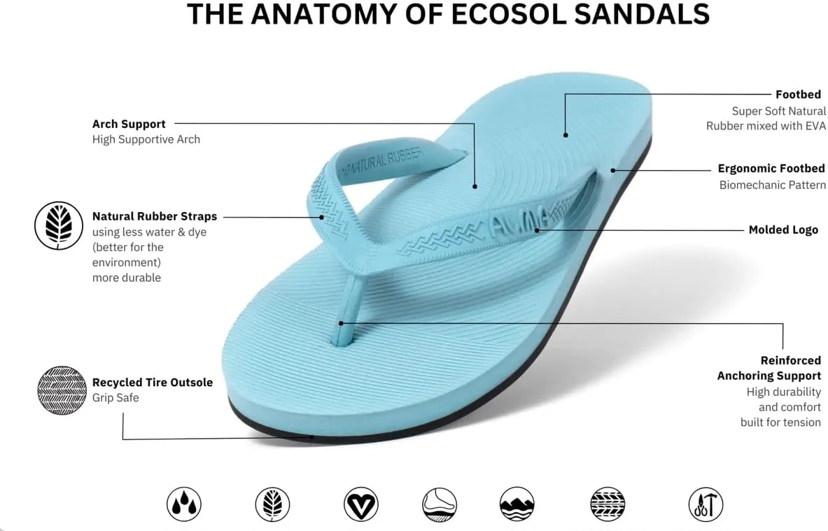 ALMA Men's ECOSOL Recycled Tire Sole Flip Flops