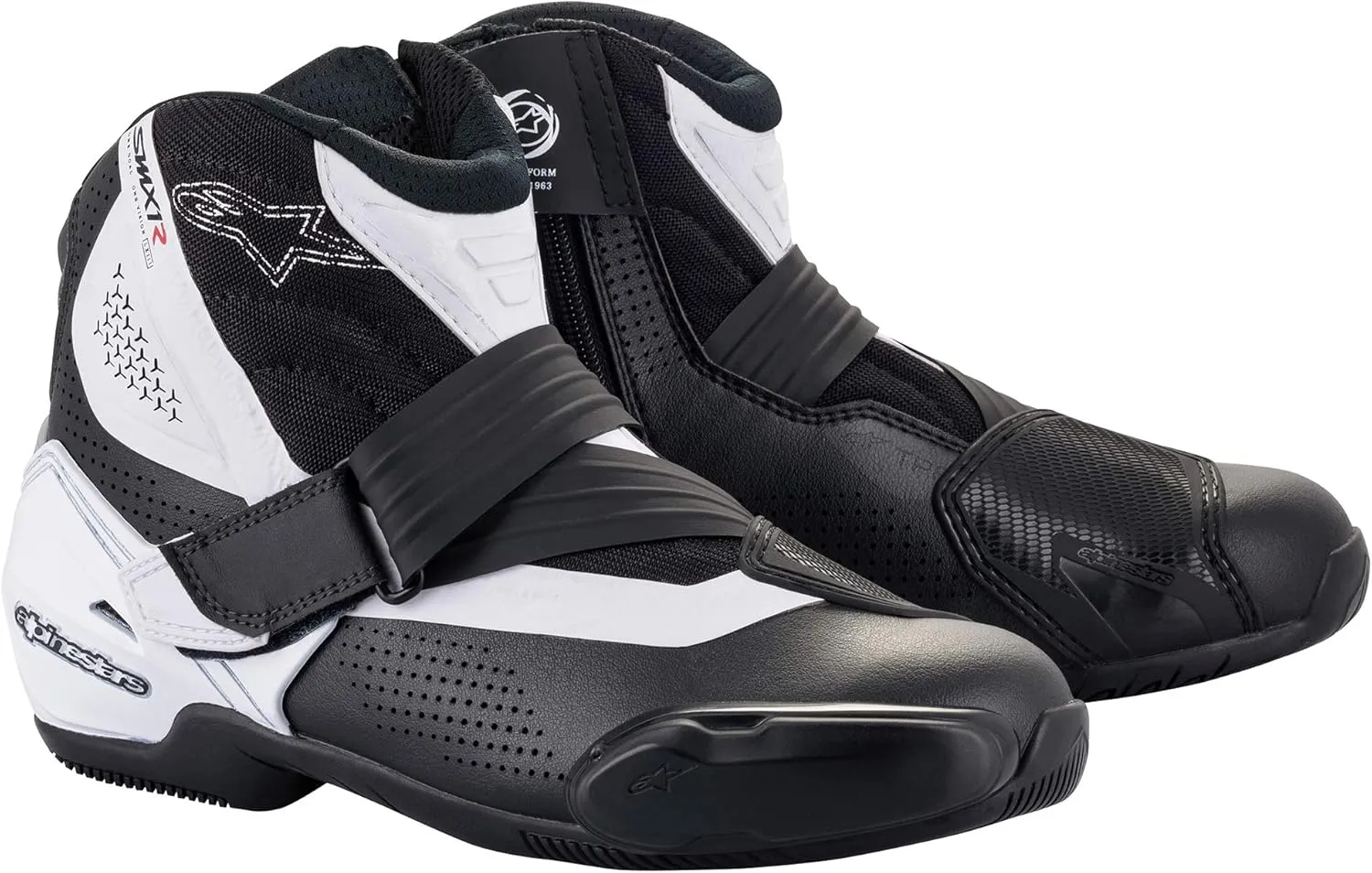 Alpinestars SMX-1 R V2 Vented Motorcycle Boots, Lightweight Microfiber Construction, Enhanced Airflow, Superior Grip - (41, Black/White)