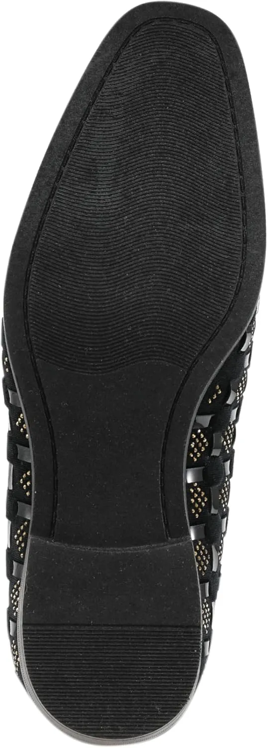Amali Barnes Mens Dress Shoes Sparkly Glitter Encrusted Tuxedo Slip on Loafers for Men - The Original Smoking Men Dress Shoes Runs Large - GO 1/2 Size Down