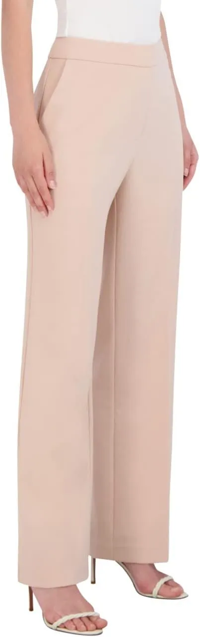 BCBGMAXAZRIA Women's Straight Leg Pant Crease Functional Pockets Trouser