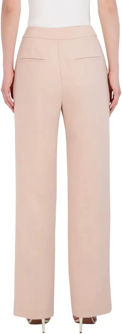 BCBGMAXAZRIA Women's Straight Leg Pant Crease Functional Pockets Trouser