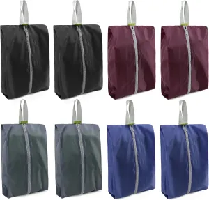 BeeGreen 8-Pack Travel Shoe Bags, Flower & Geometric Design Shoe Organizers with Zipper & Handle, Lightweight Nylon Storage for Men & Women, Multicolor Gift Bag & Travel Essentials Organizer