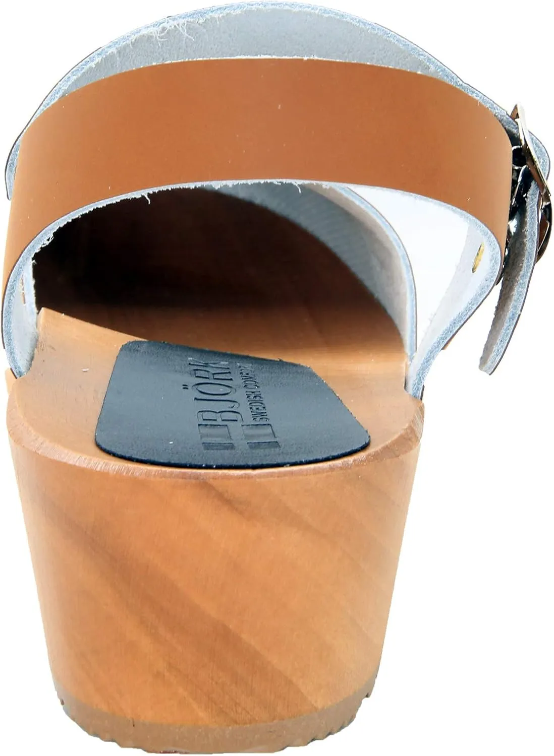 Bjork Alma Low-Heel Wooden Swedish Clog Sandals