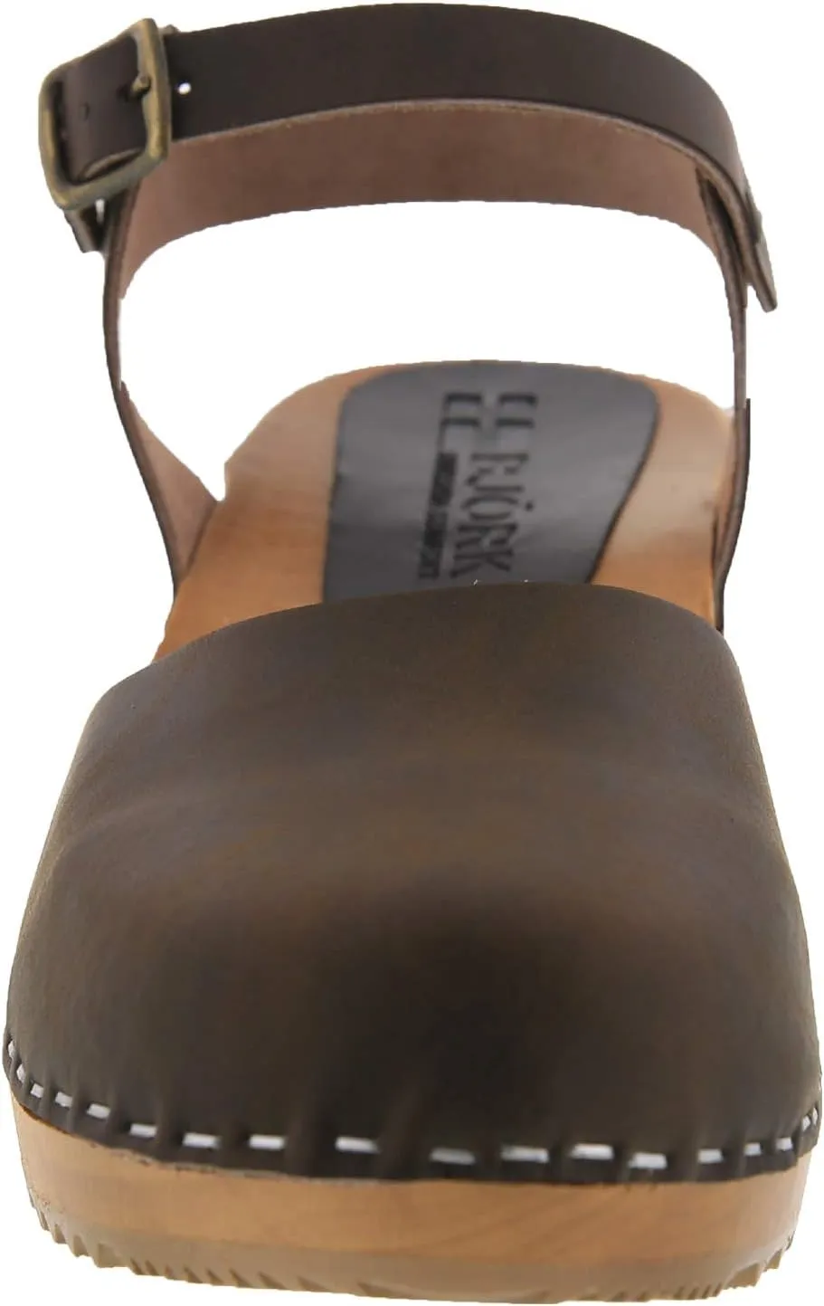 Bjork Alma Low-Heel Wooden Swedish Clog Sandals