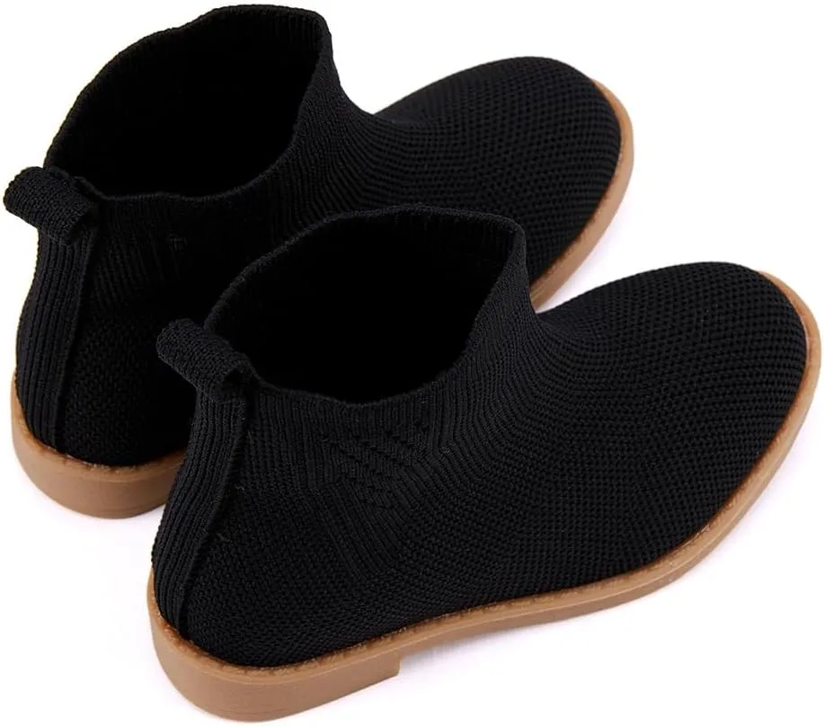 BMCiTYBM Toddler Girls Ankle Boots Low Heel Knitting Sock Short Chelsea Breathable Mesh Slip On Booties Dress Shoes All Season