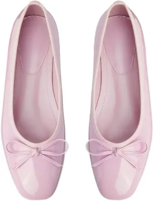 Bow Decor Square Toe Ballet Mary Jane Flats Classic Chic Ballet Flats for Daily Casual & Work Women's Slip on Loafers Lightweight Leather Low Heel No Slip Sole Comfort House Slippers Office Business