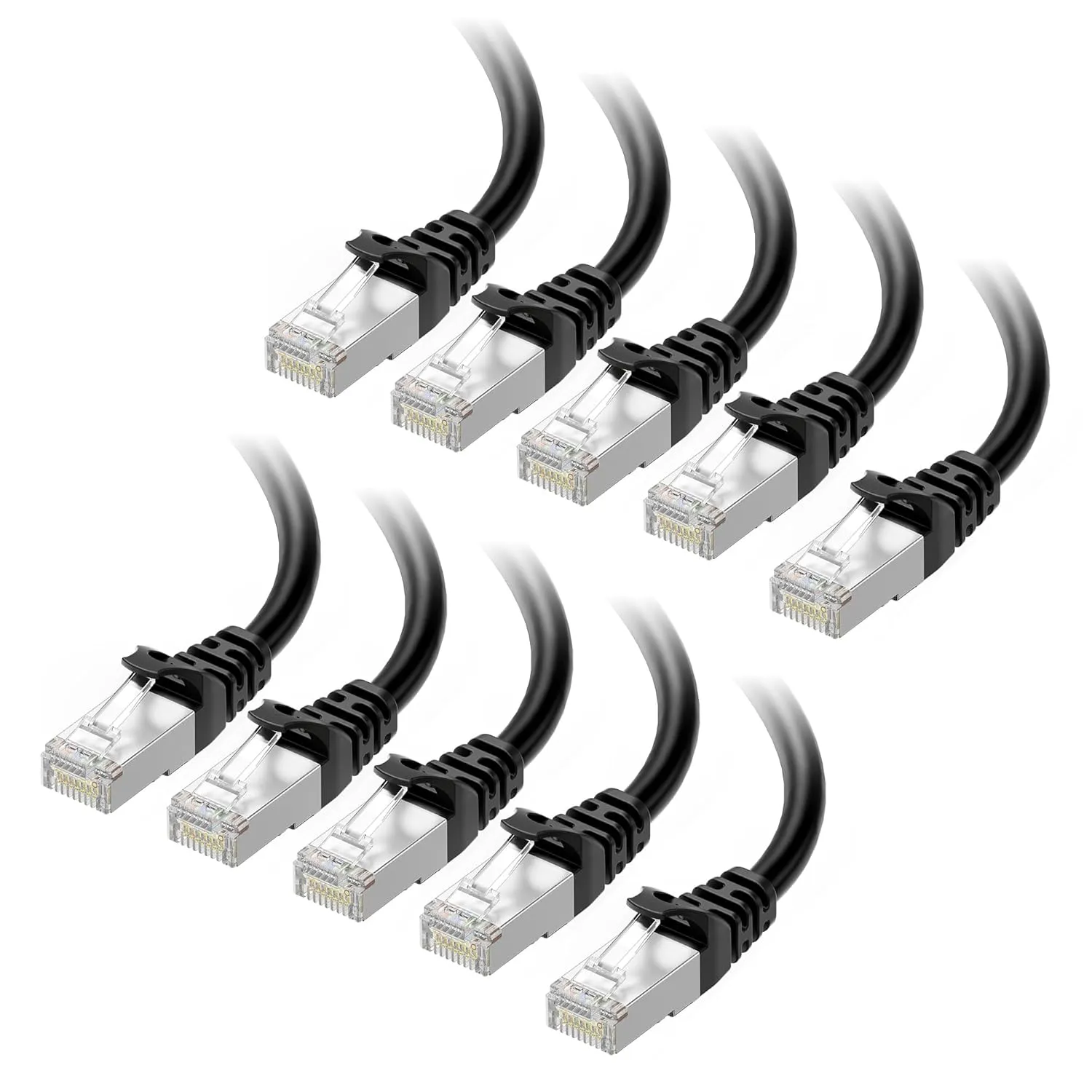 Cable Matters 10Gbps 10-Pack Snagless Shielded Cat 6A Ethernet Cable - 14ft, Cat 6A Cable, Cat6A Cord, Ethernet Cord, Black