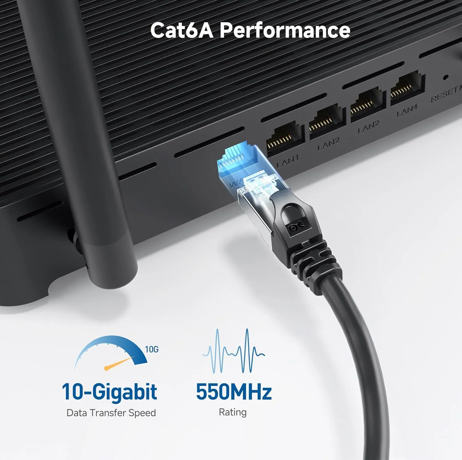 Cable Matters 10Gbps 10-Pack Snagless Shielded Cat 6A Ethernet Cable - 14ft, Cat 6A Cable, Cat6A Cord, Ethernet Cord, Black