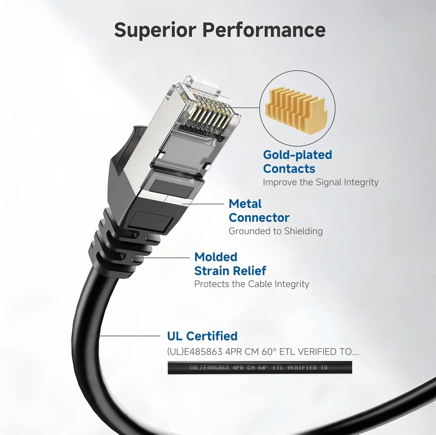 Cable Matters 10Gbps 10-Pack Snagless Shielded Cat 6A Ethernet Cable - 14ft, Cat 6A Cable, Cat6A Cord, Ethernet Cord, Black