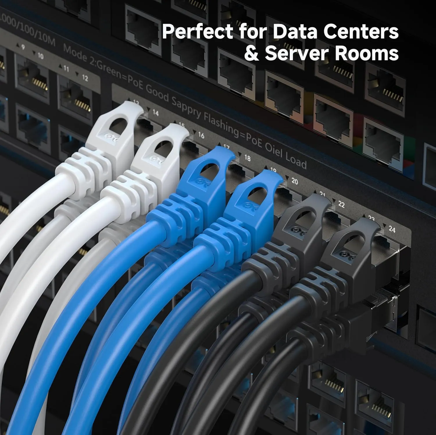 Cable Matters 10Gbps 5-Pack Snagless Shielded Cat 6A Ethernet Cable - 10ft, Cat 6A Cable, Cat6A Cord, Ethernet Cord, Blue