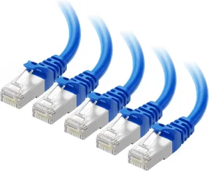 Cable Matters 10Gbps 5-Pack Snagless Shielded Cat 6A Ethernet Cable - 14ft, Cat 6A Cable, Cat6A Cord, Ethernet Cord, Blue
