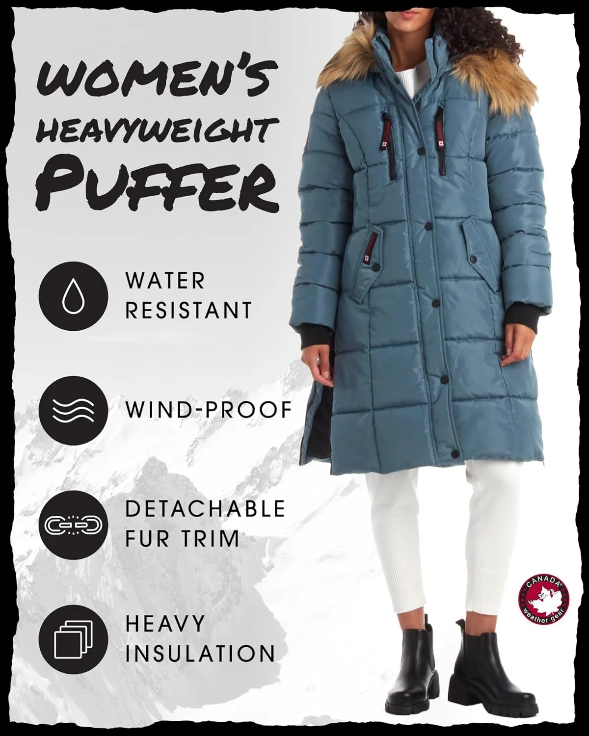 CANADA WEATHER GEAR Women's Winter Jacket - Heavyweight Long Length Bubble Puffer Parka (S-3X)
