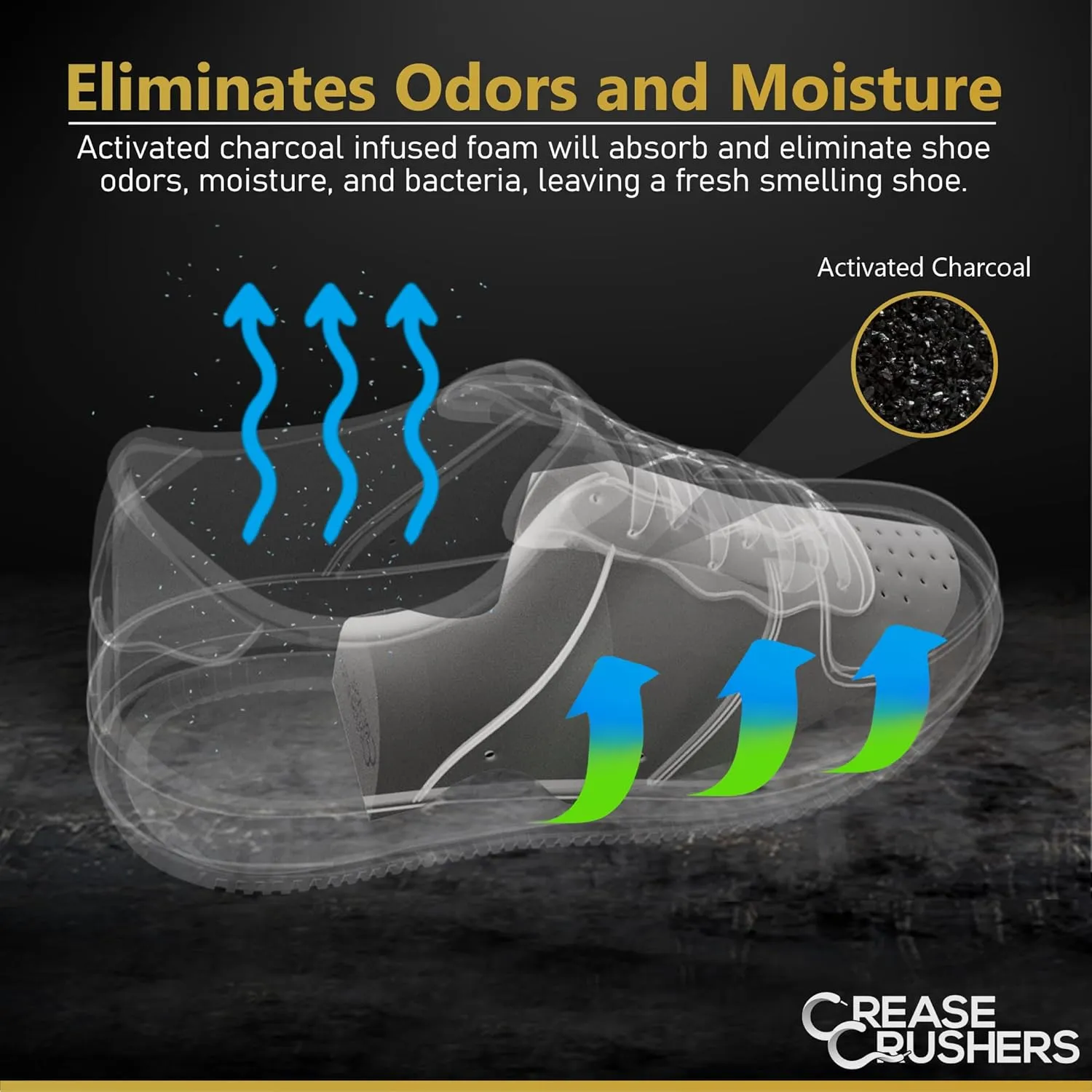 Charcoal Foam Shoe Trees | Premium Shoe Trees For Sneakers, Dress Shoes, And More |Crease Reducer |Odor Eliminator| 1-3 Pairs