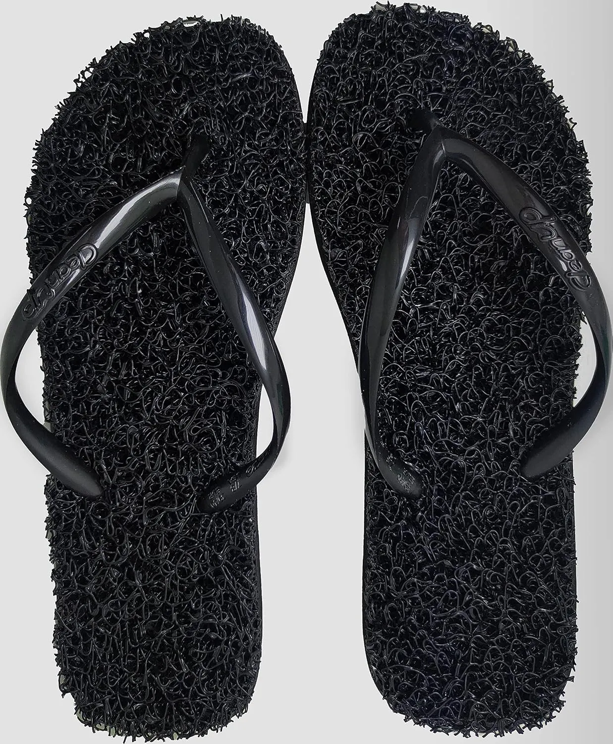 CLEANUP Flip Flops | Flat Essence Black | Exfoliating, Massaging and Relaxing | Comfortable & Lightweight Thong Sandals | 100% Vegan Recyclable Fibers |