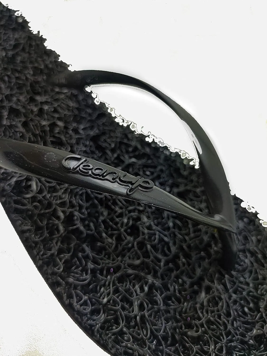 CLEANUP Flip Flops | Flat Essence Black | Exfoliating, Massaging and Relaxing | Comfortable & Lightweight Thong Sandals | 100% Vegan Recyclable Fibers |
