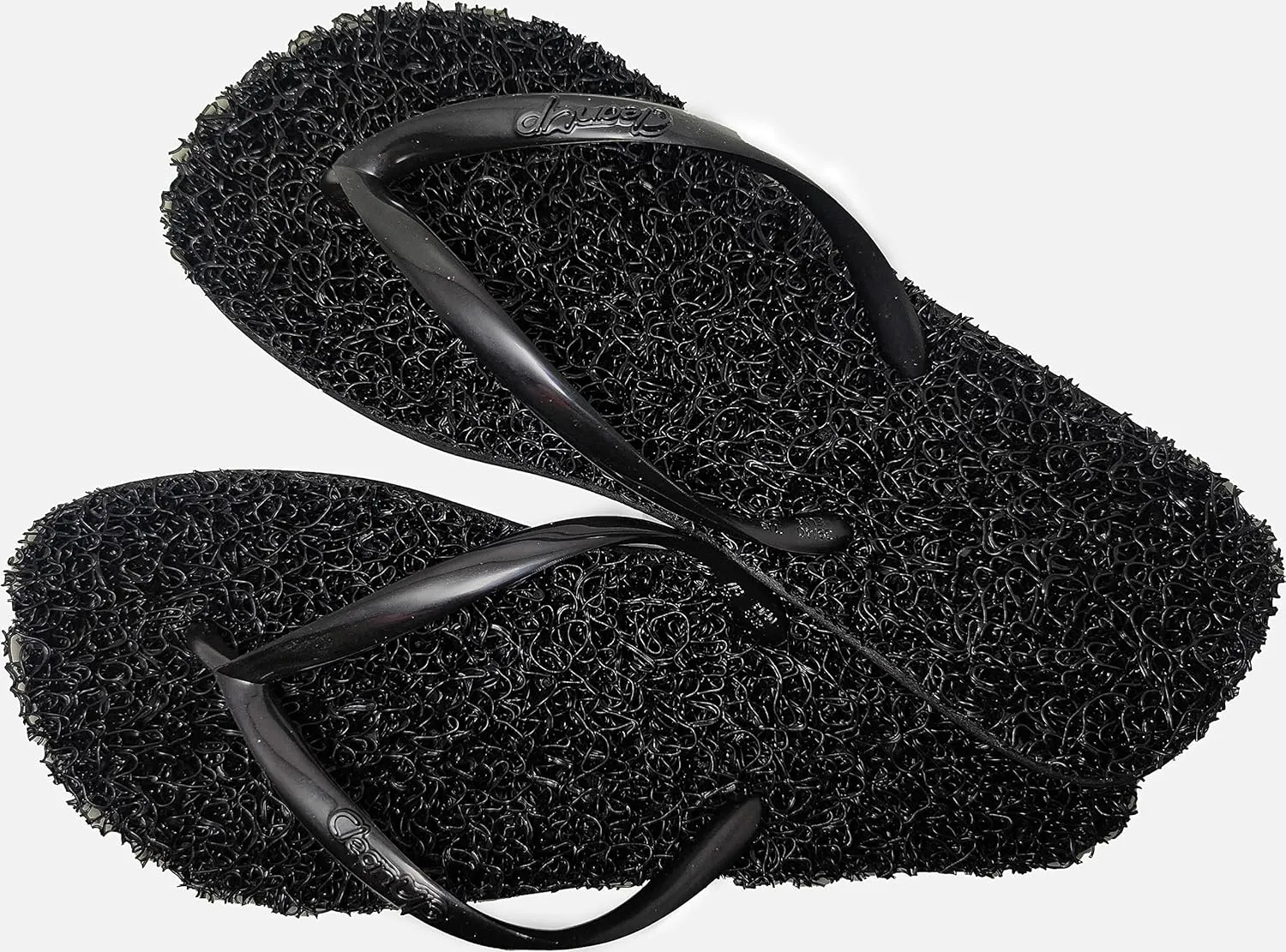 CLEANUP Flip Flops | Flat Essence Black | Exfoliating, Massaging and Relaxing | Comfortable & Lightweight Thong Sandals | 100% Vegan Recyclable Fibers |