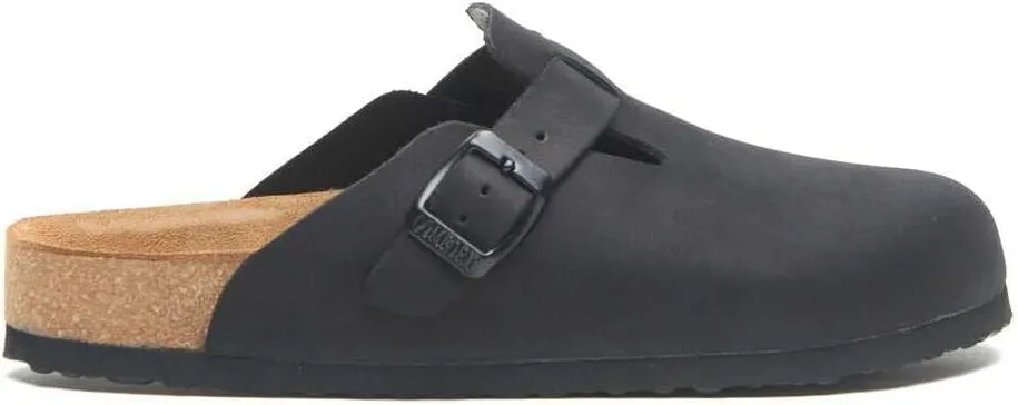 COMFORTFUSSE Capri 100% Genuine Leather Clog   Sustainable Pure Latex Cork Footbed Arch Support Casual Fashion Mules Sandals Potato Shoes with Adjustable Buckle for Men and Women