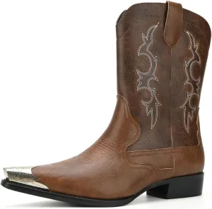 Cowboy Boots for Men Western Men's Boots with Classic Embroidered Slip Resistant Durable Fashionable Retro for Spring Fall