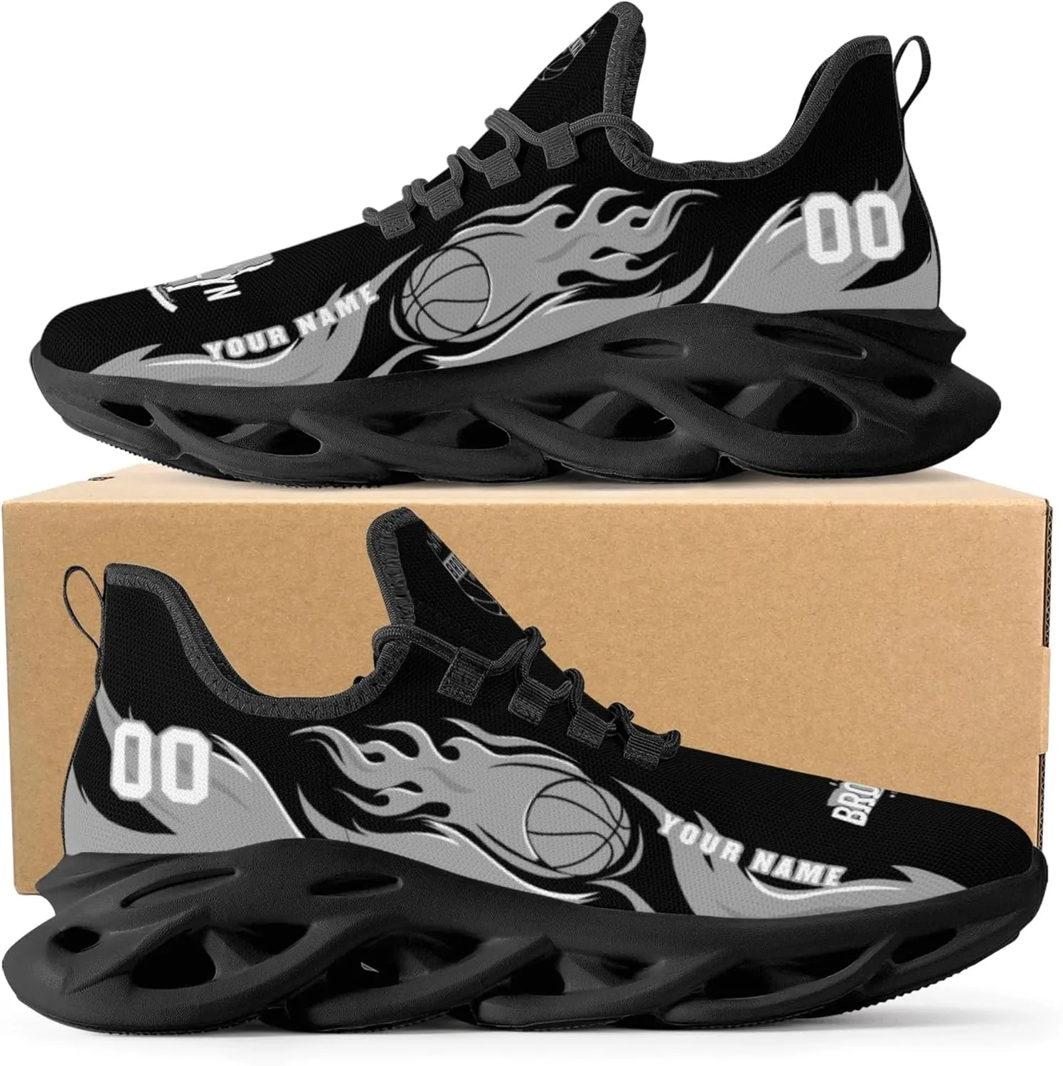 Custom Basketball Flex Control Sneakers Personalized Fan Men's Breathable Name Number Gift Workout Athletic Gym Slip-on Shoes