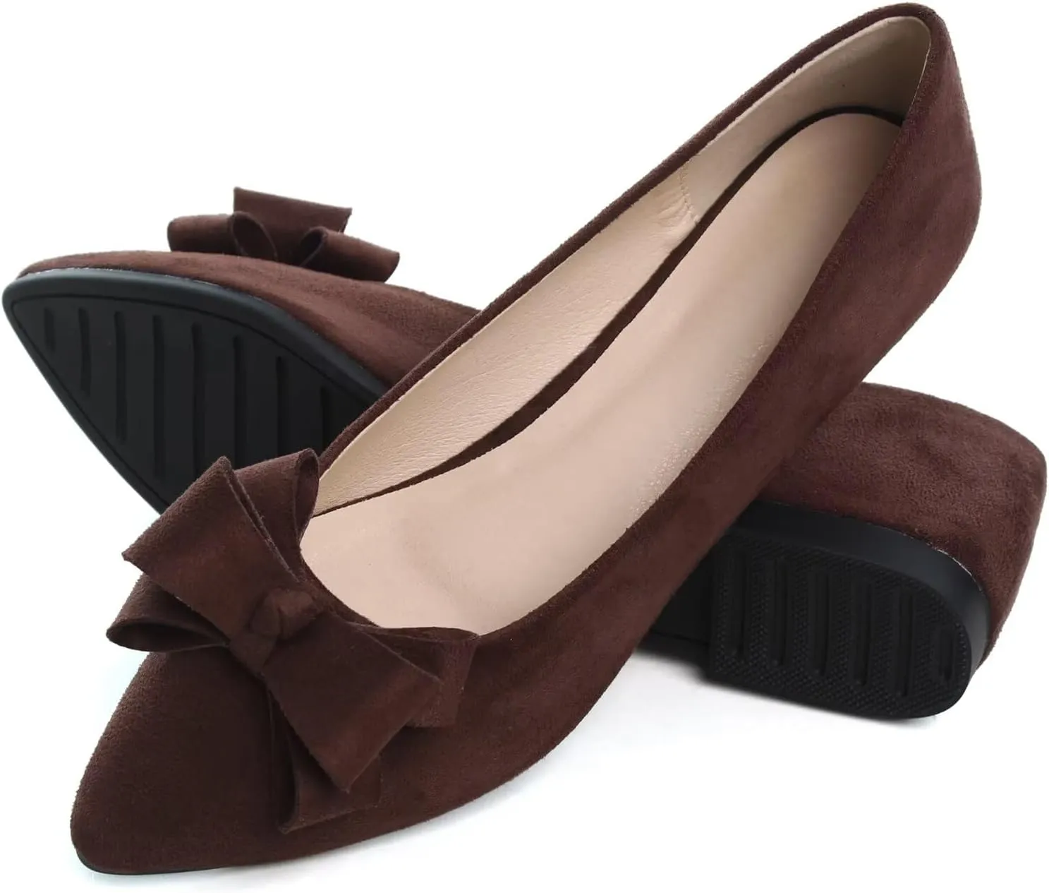 Dear Time Women's Bowknot Flats Shoes Elegant Ballet Dressy Shoes Slip-On Loafers for Work Flats