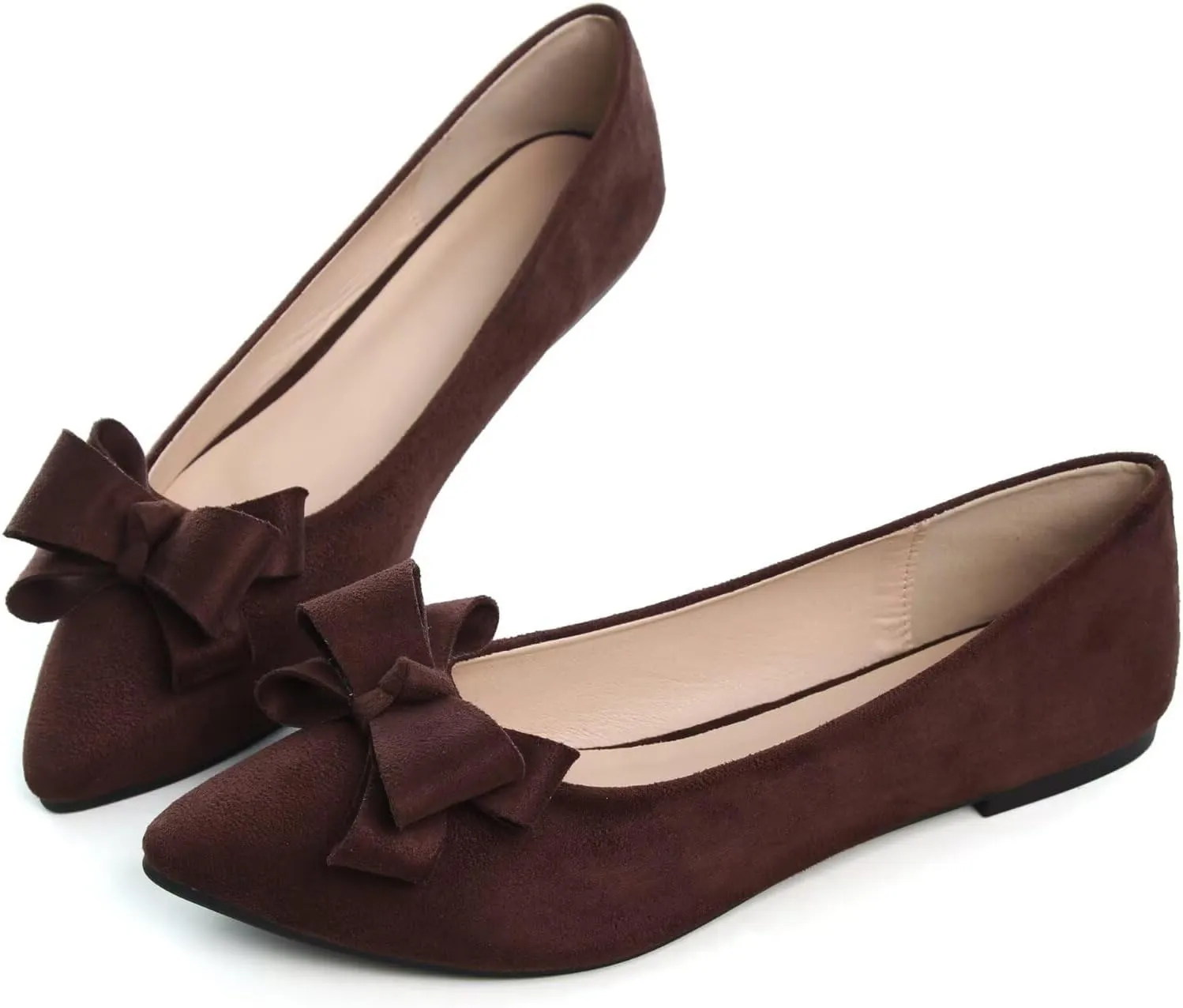 Dear Time Women's Bowknot Flats Shoes Elegant Ballet Dressy Shoes Slip-On Loafers for Work Flats