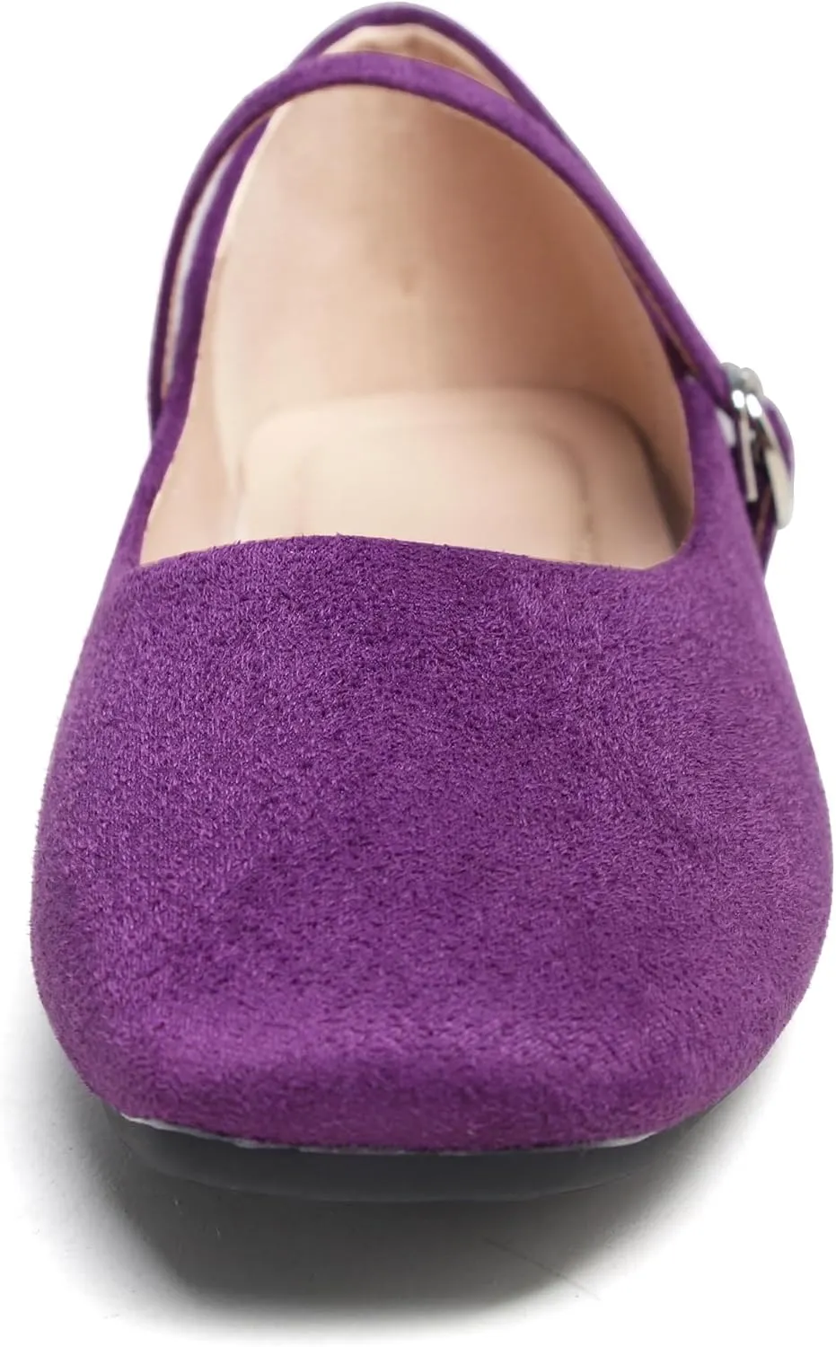Dear Time Women's Comfortable Mary Jane Flats Soft Flats Square Toe Casual Ballet Flats with Ankle Strap