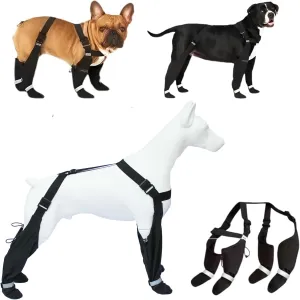 Dog Boot Suspenders, 2025 New Dog Snow Pants, Canada Pooch Suspender Boots Anti-Slip, Adjustable Dog Snow Pants with Attached Boots, Dog Suspender Boots for Walking in Snow and Rainy Days (S)