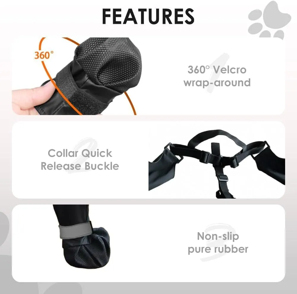 Dog Boot Suspenders, 2025 New Dog Snow Pants, Canada Pooch Suspender Boots Anti-Slip, Adjustable Dog Snow Pants with Attached Boots, Dog Suspender Boots for Walking in Snow and Rainy Days (S)