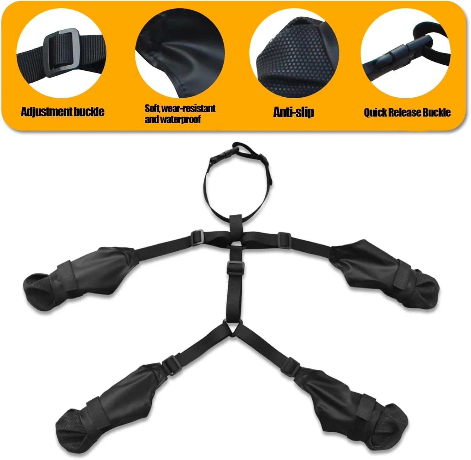Dog Boot Suspenders, 2025 New Dog Snow Pants, Canada Pooch Suspender Boots Anti-Slip, Adjustable Dog Snow Pants with Attached Boots, Dog Suspender Boots for Walking in Snow and Rainy Days (S)