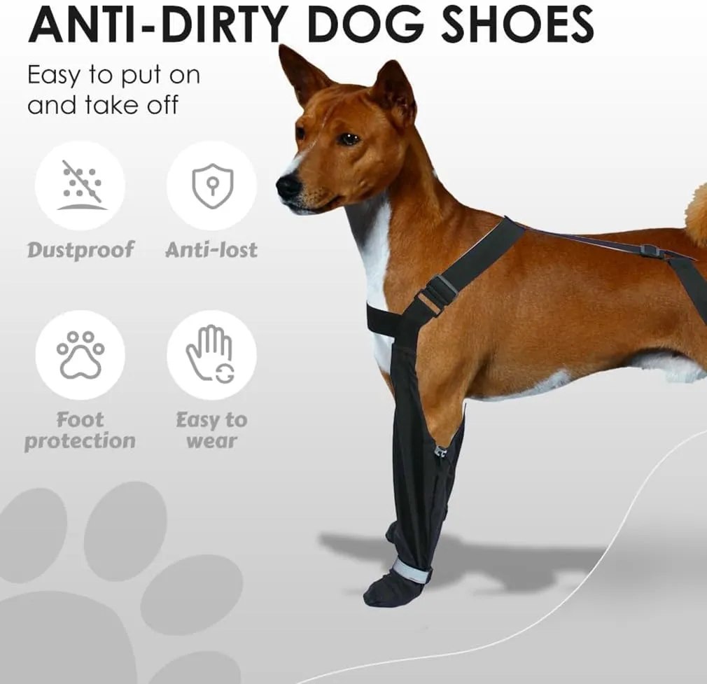 Dog Suspender Booties, 2025 New Waterproof Adjustable Dog Paw Leggings, Anti-Slip Boots for Dogs, Snow, Rain, Hiking, and Winter Protection, Paws Protector for Active Dogs