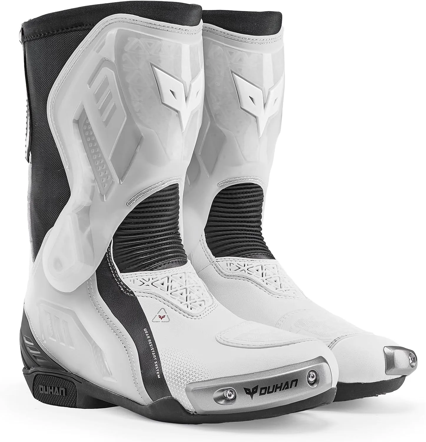 DUHAN Motocross Boots Anti Slip Racing Road Boots Motorcycle Riding Leather Boots with Dual-Axis System for Men Women