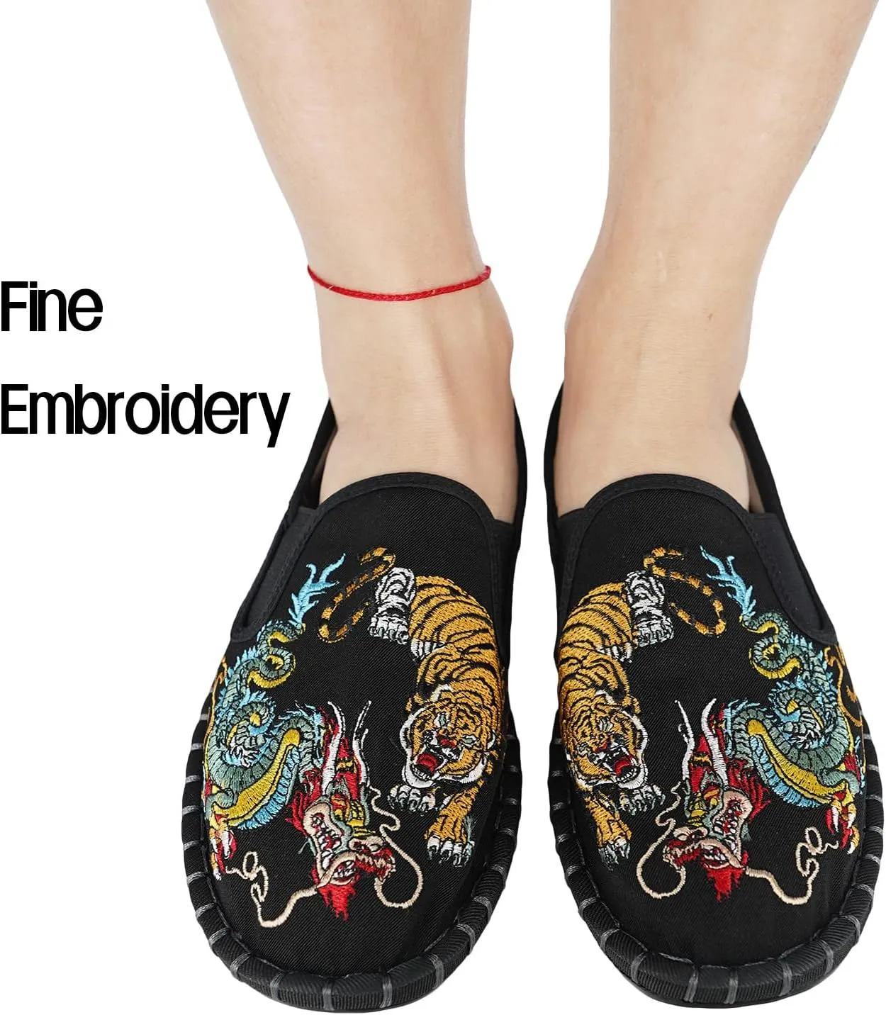 Embroidered Tai Chi Kung Fu Shoes, Unisex Canvas Martial Arts Flats, Traditional Chinese Slip-On Sneakers with Non-Slip Sole for Men and Women 12 Styles
