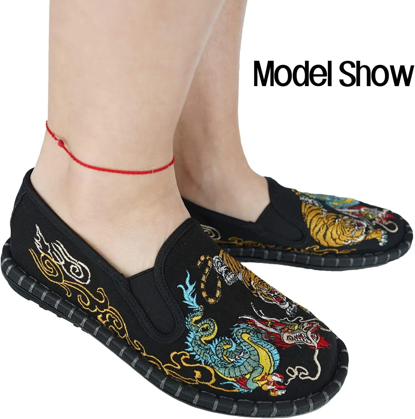 Embroidered Tai Chi Kung Fu Shoes, Unisex Canvas Martial Arts Flats, Traditional Chinese Slip-On Sneakers with Non-Slip Sole for Men and Women 12 Styles