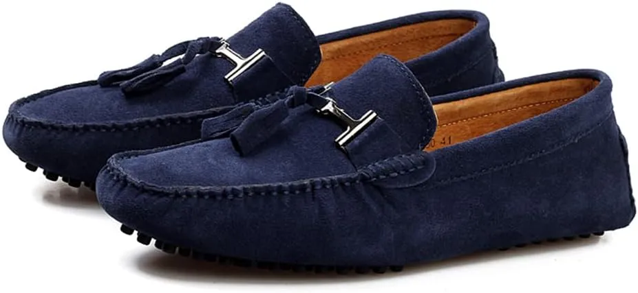 Fashion Mens Handmade Suede Leather Casual Loafers Shoes Plus Size Soft Comfortable Driving Walking Shoes