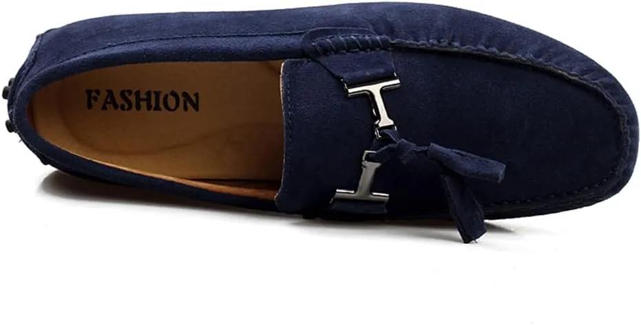 Fashion Mens Handmade Suede Leather Casual Loafers Shoes Plus Size Soft Comfortable Driving Walking Shoes