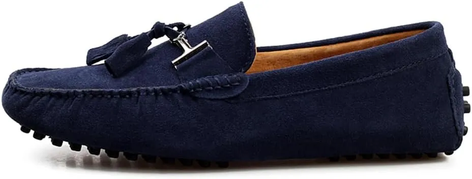 Fashion Mens Handmade Suede Leather Casual Loafers Shoes Plus Size Soft Comfortable Driving Walking Shoes