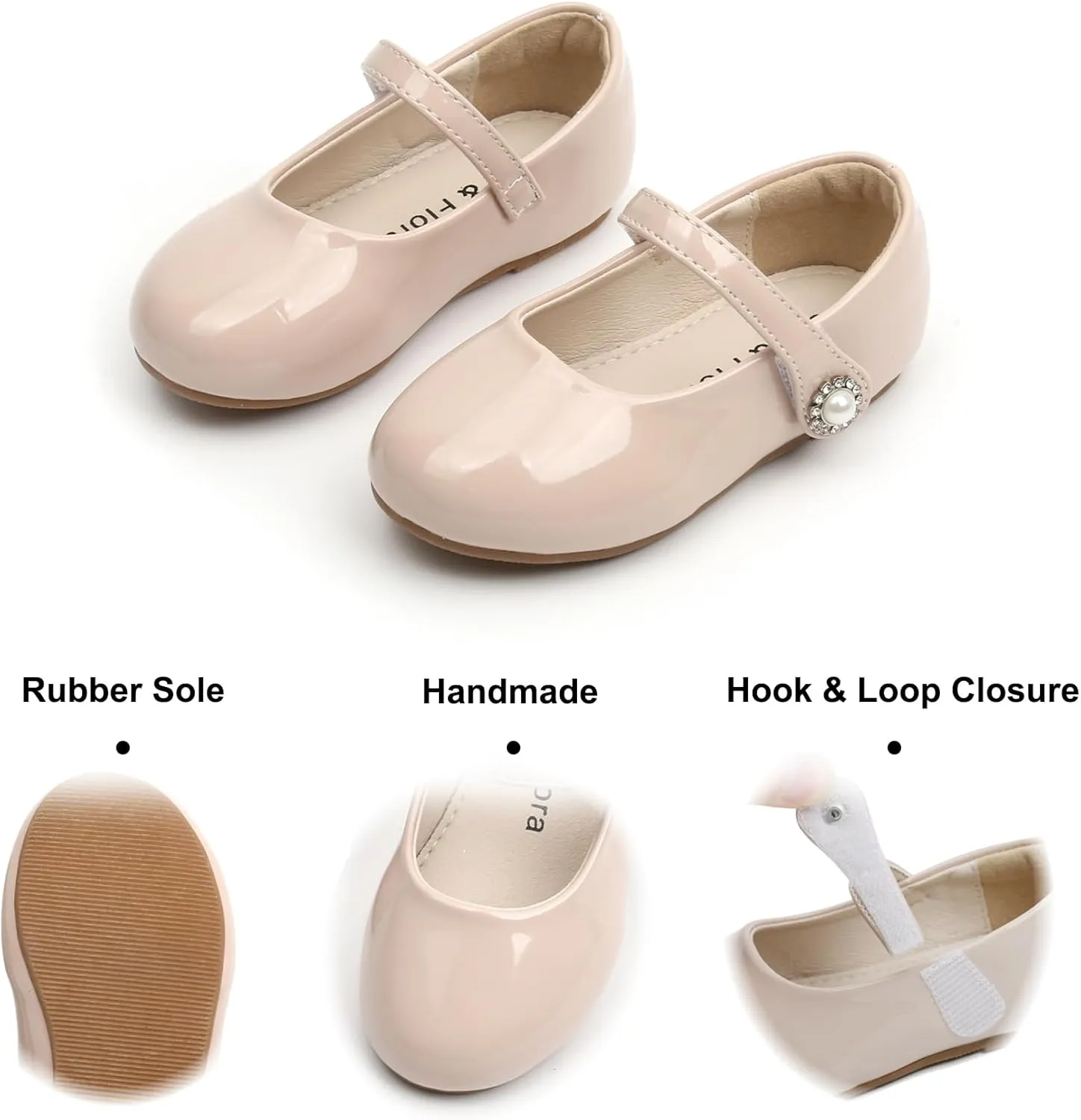 Felix & Flora Girls Toddler Little Ballet Shoes - Flower Girls Mary Jane Flats Dress Shoes Party Wedding