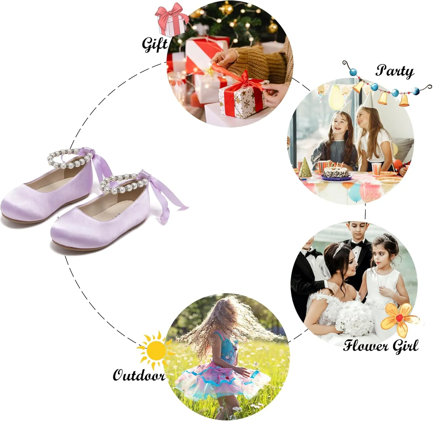 Felix & Flora Girls Toddler Little Ballet Shoes - Flower Girls Mary Jane Flats Dress Shoes Party Wedding