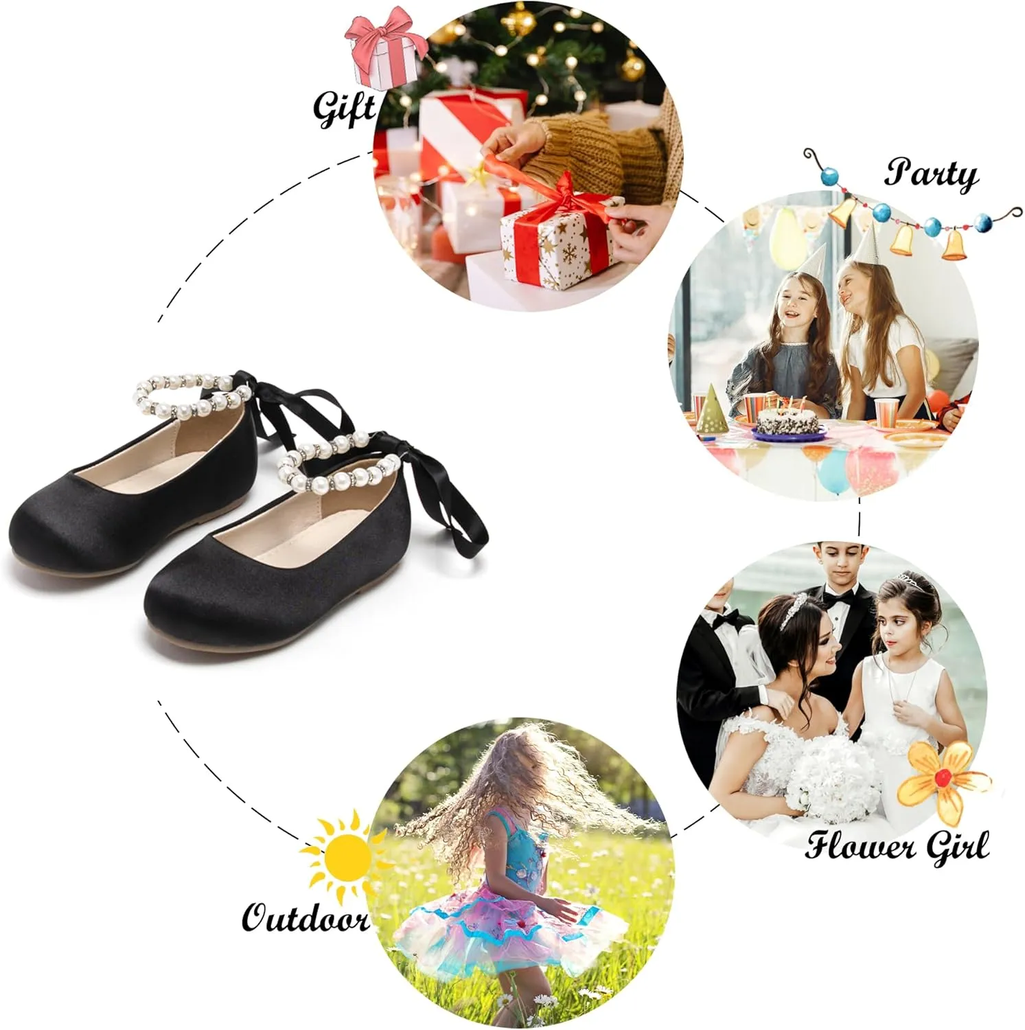 Felix & Flora Girls Toddler Little Ballet Shoes - Flower Girls Mary Jane Flats Dress Shoes Party Wedding