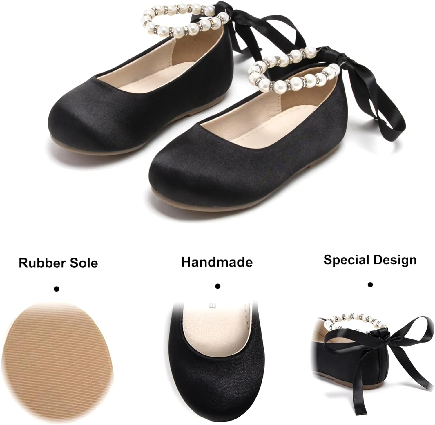 Felix & Flora Girls Toddler Little Ballet Shoes - Flower Girls Mary Jane Flats Dress Shoes Party Wedding